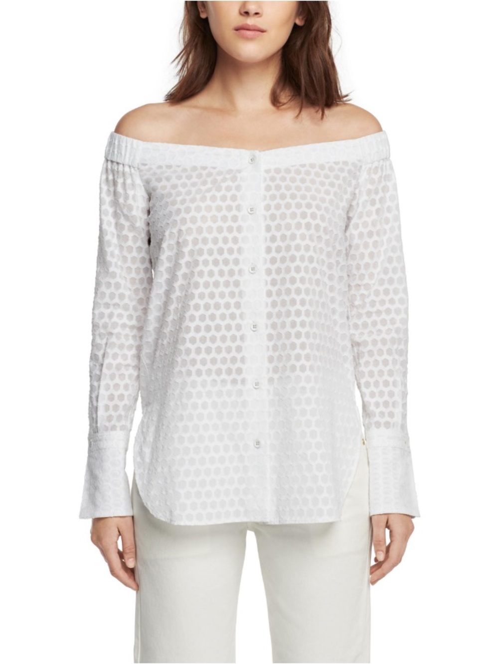 Rag & Bone White Kacy Off-The-Shoulder Minimalist Tunic Blouse Extra Small